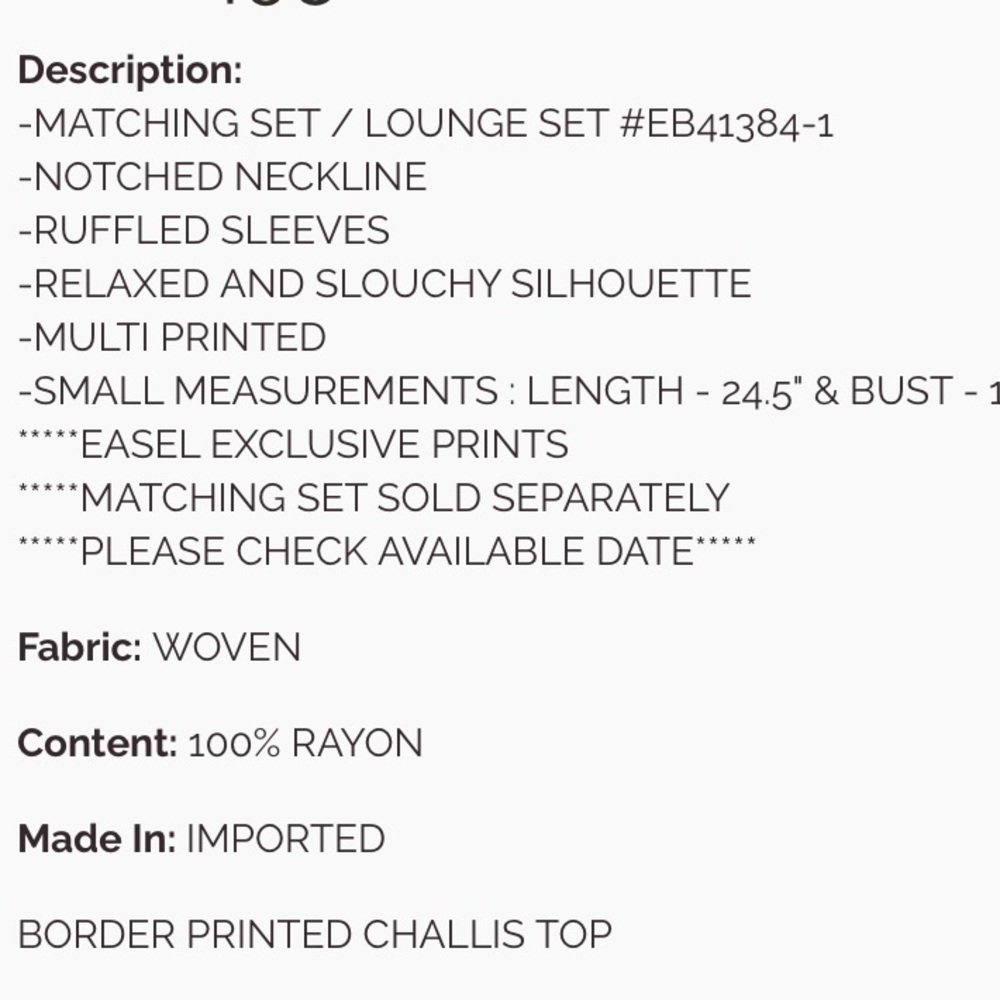 344 🏝️BORDER PRINTED CHALLIS TOP SHORT SET - Picture 5 of 5
